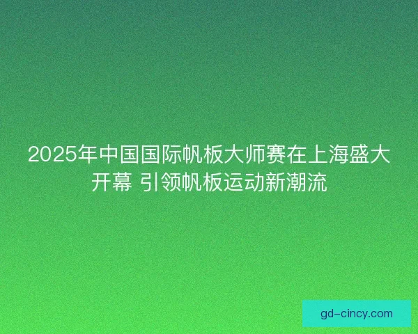 2025年中国国际帆板大师赛在上海盛大开幕 引领帆板运动新潮流