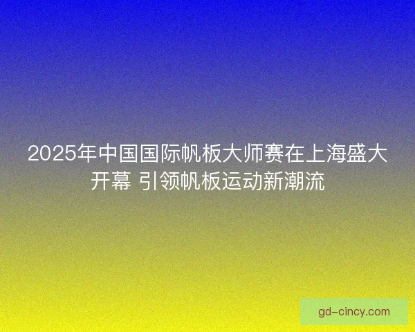 2025年中国国际帆板大师赛在上海盛大开幕 引领帆板运动新潮流