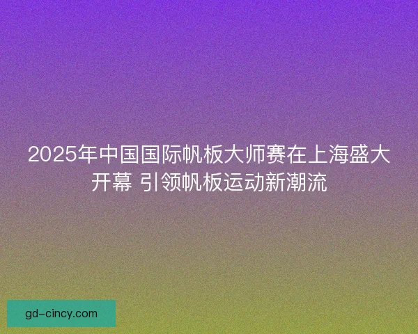 2025年中国国际帆板大师赛在上海盛大开幕 引领帆板运动新潮流